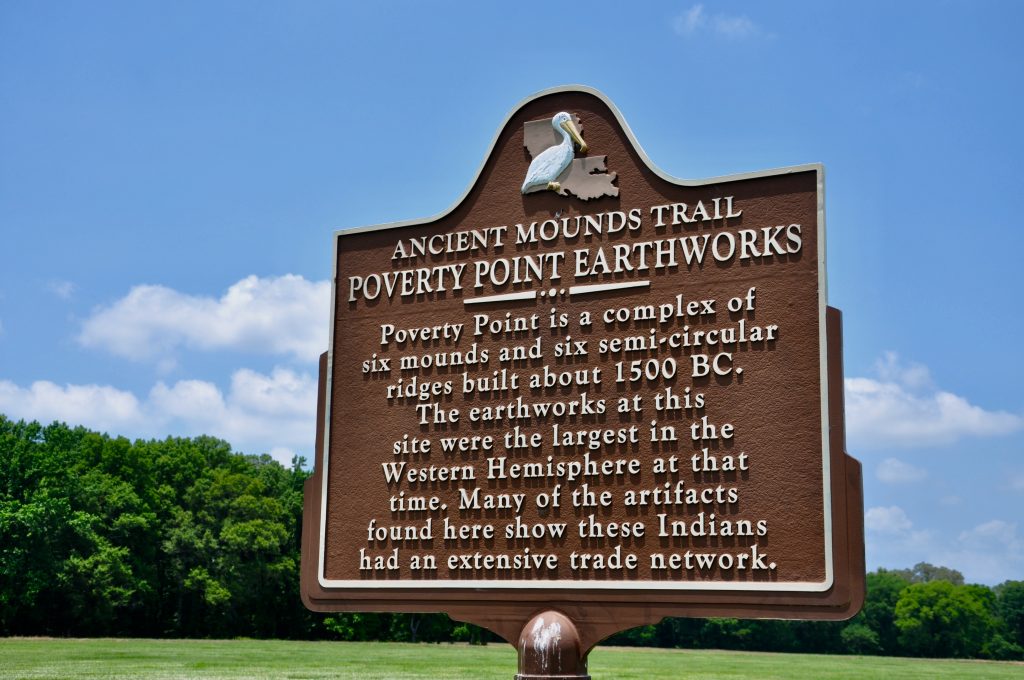 Poverty Point earthworks state sign
